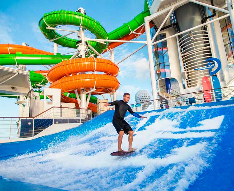 Simulatore di onde, Flowrider, a bordo delle navi di Royal Caribbean